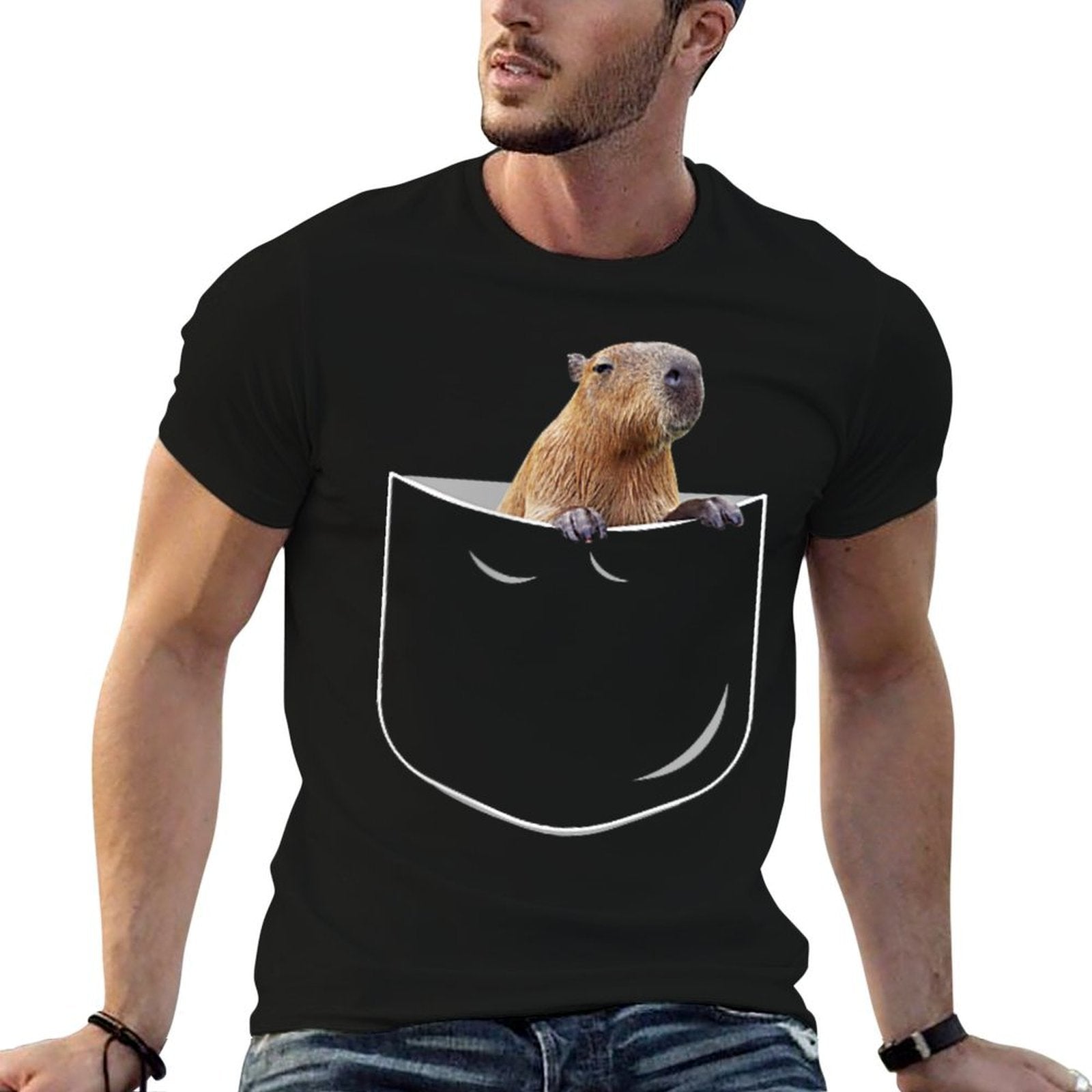 Pocket Capybara Funny Capybara In Pocket Gift Comfortable T-Shirt