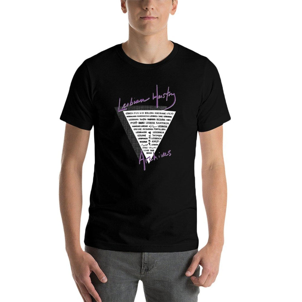 LHA Triangle The Word Lesbian in 40 Languages!  Heathered Texture T-Shirt