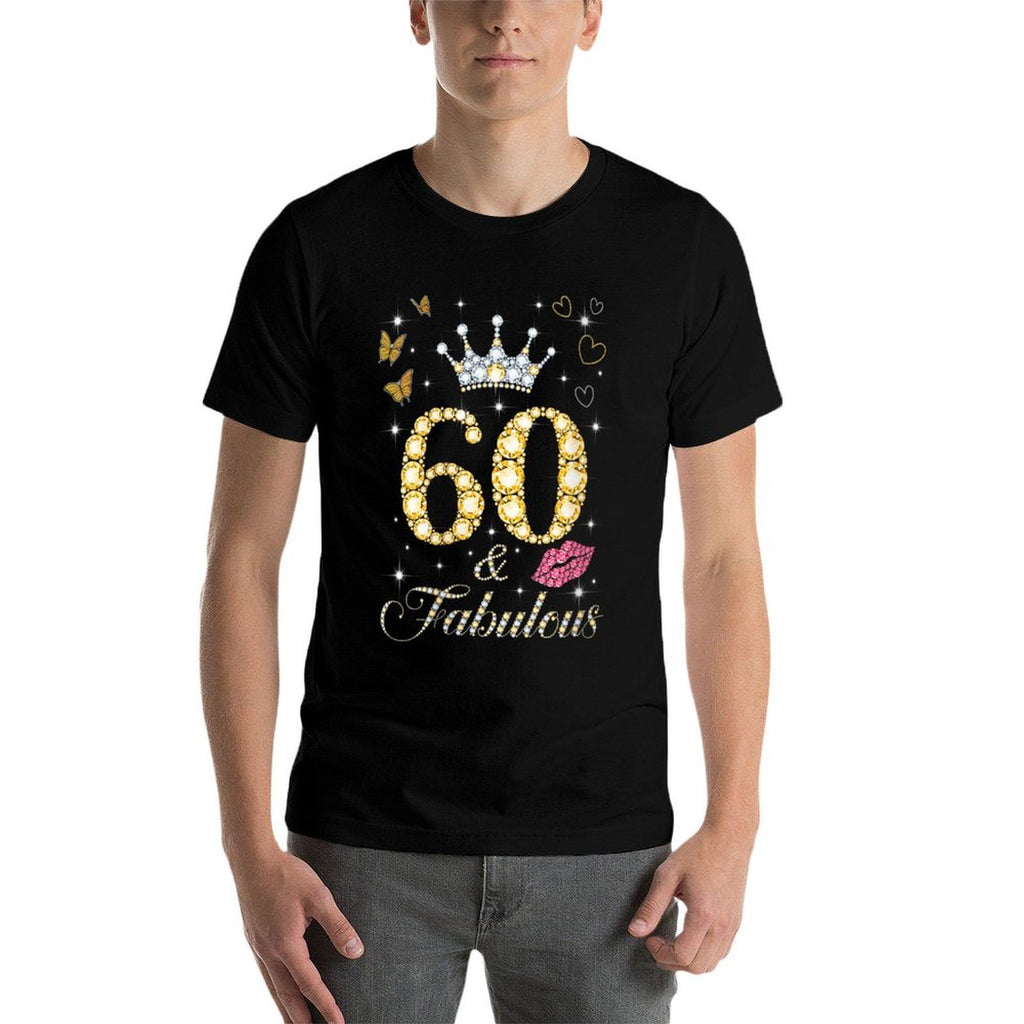 Womens Vintage Happy 60 And Fabulous Crown Heart Lip 60th Birthday  Odor-resistant T-Shirt