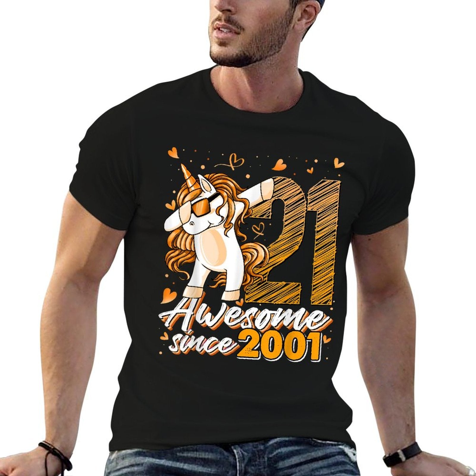 21 Year Old Unicorn Dabbing 21st Birthday Girl Unicorn Party  Cotton T-Shirt