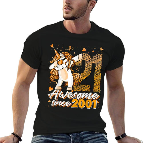 21 Year Old Unicorn Dabbing 21st Birthday Girl Unicorn Party  Cotton T-Shirt