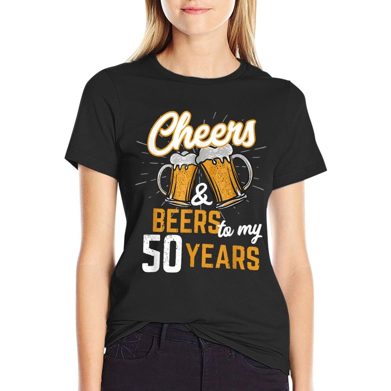 Cheers And Beers To My 50 Years, Funny 50th Birthday  Slim-fit Cut T-Shirt