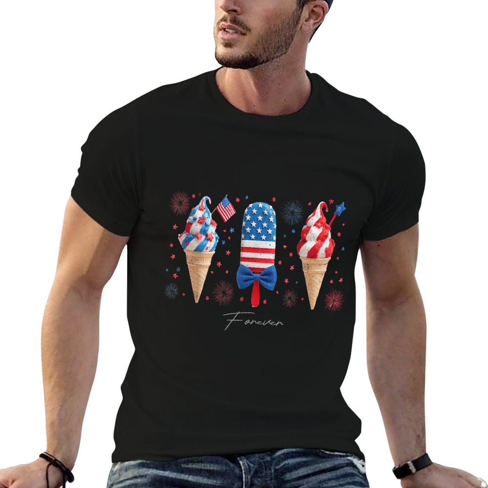July 4th Women Men Patriontic American Independence Day  Cotton T-Shirt