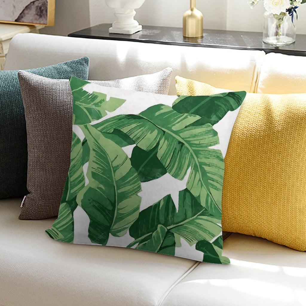 Tropical Banana Leaves II Soft Washable Throw Pillow
