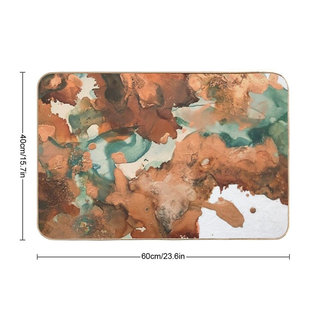 Autumn Turning - Copper And Mint Abstract  Pet-Safe Bath Mat