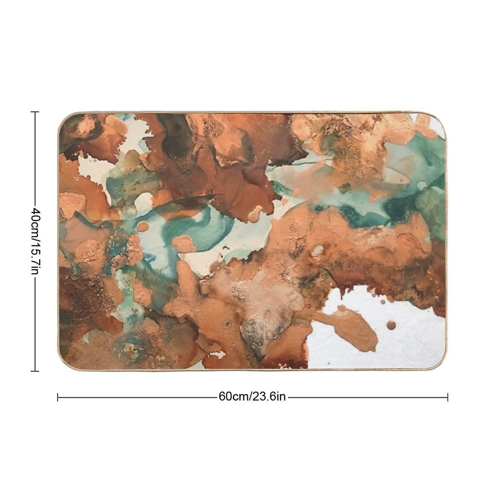 Autumn Turning - Copper And Mint Abstract  Pet-Safe Bath Mat
