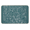 Vintage Rich Duck Egg Blue And White Floral Print  Easy Maintenance Bath Mat