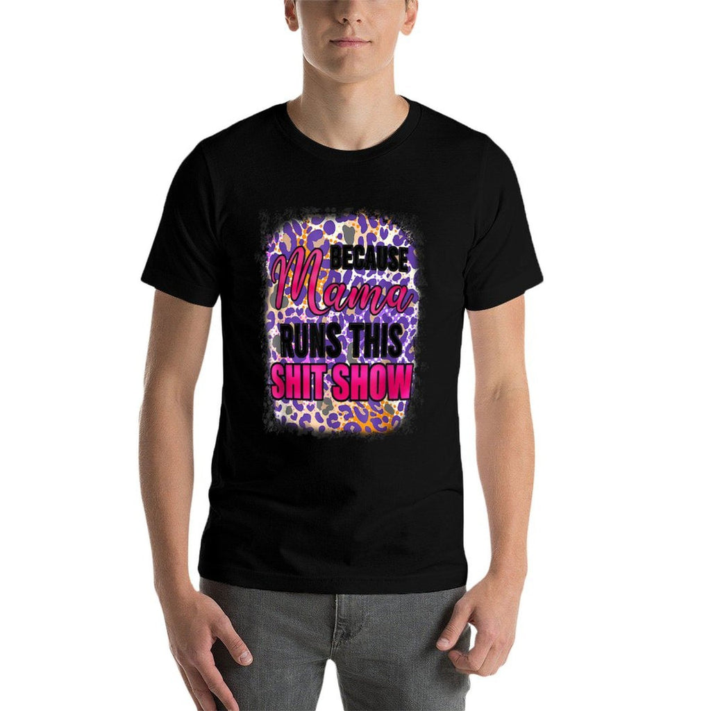 Funny Mama Runs This Shitshow Mom Leopard Happy Mothers Day  Lightweight T-Shirt
