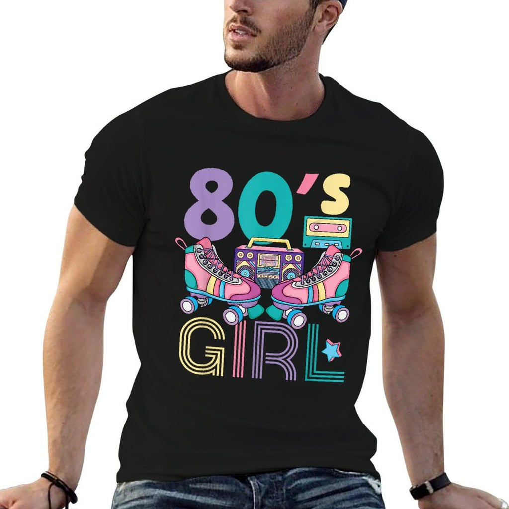Vibrant 80s Girl Retro Roller Skates Throwback Vibe Womens  Eco-friendly Material T-Shirt