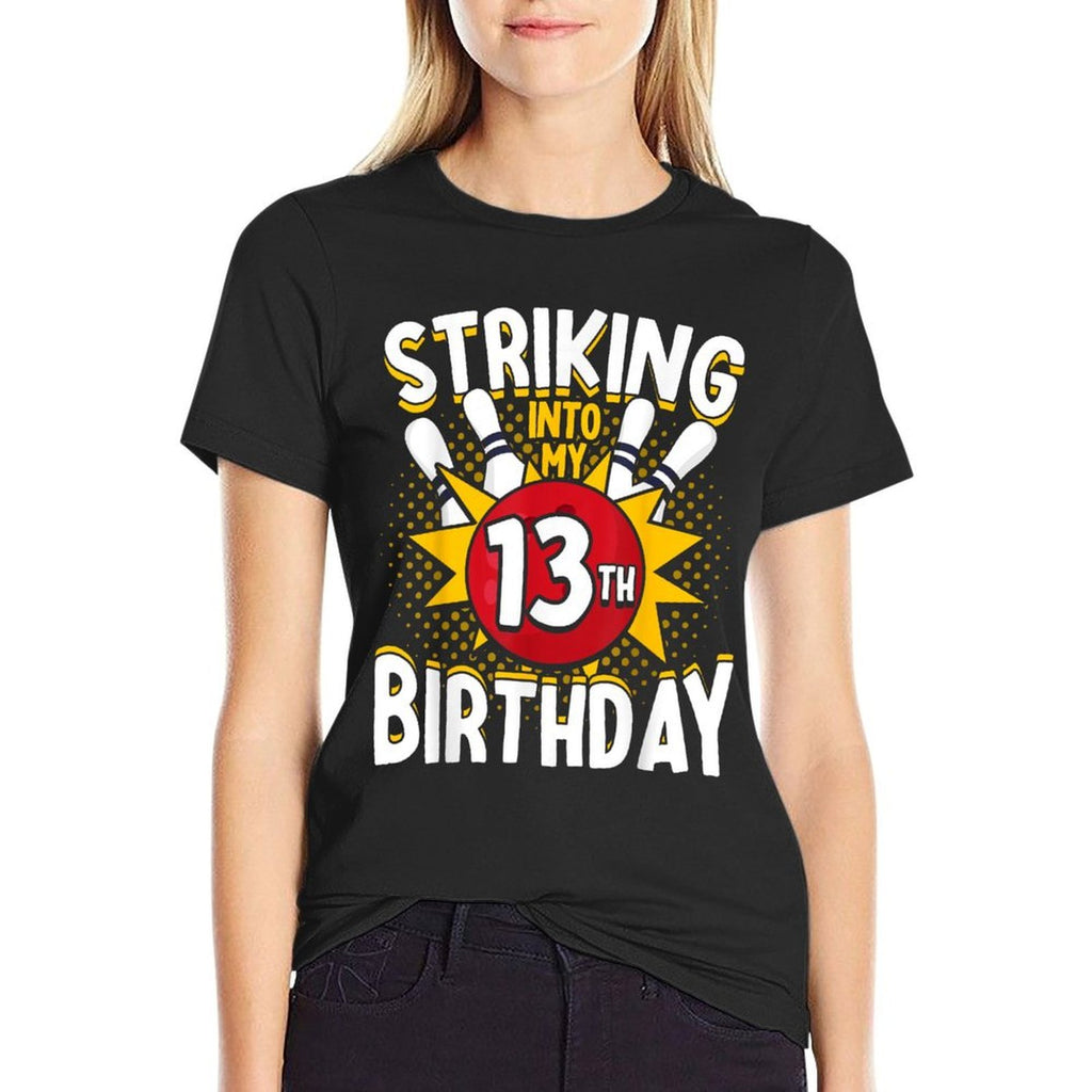 13th Birthday Bowling Theme Striking Into Birthday Kid Boys  Moisture-wicking T-Shirt