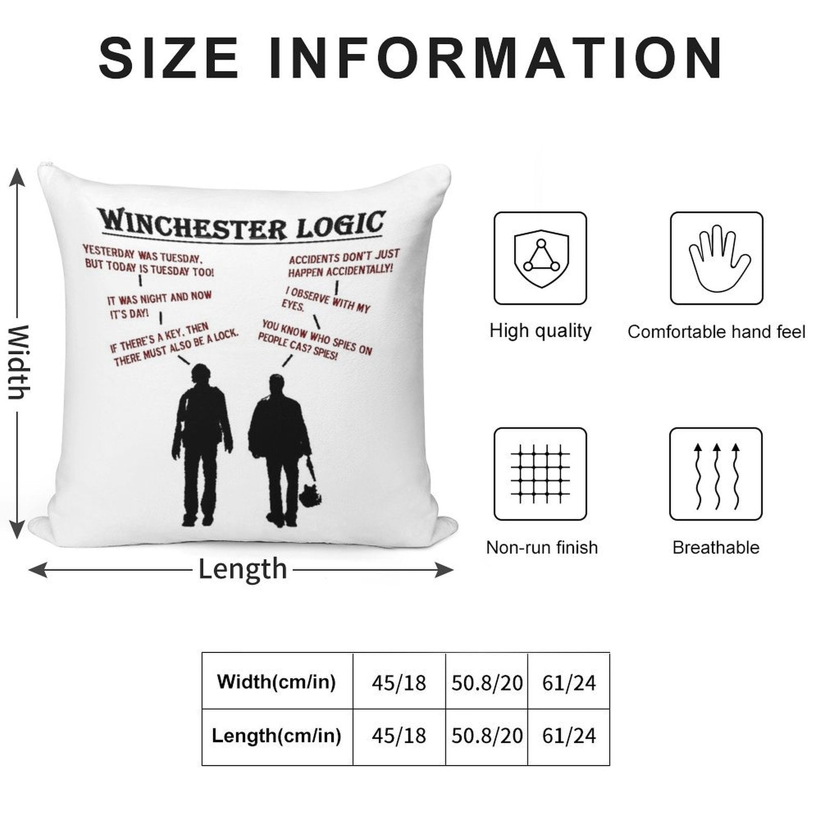 Supernatural Winchester Logic Soft High-Density Material Throw Pillow