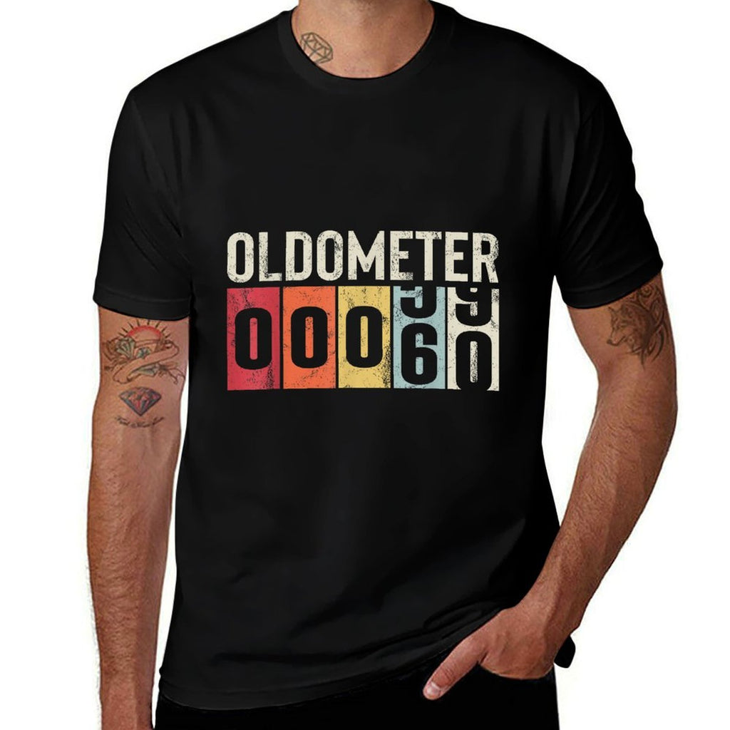 Funny 60 Years Old Oldometer Vintage 60th Birthday Odometer  High-quality Stitching T-Shirt