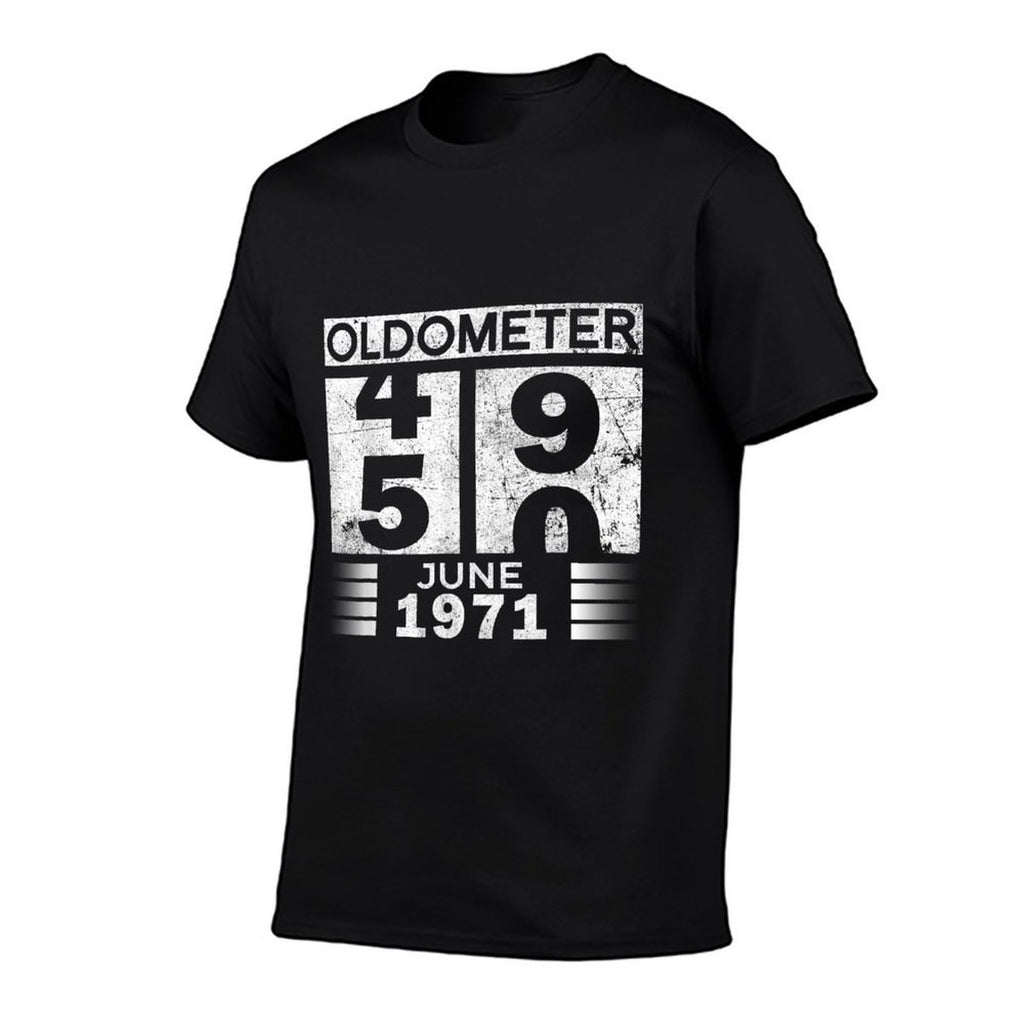 Oldometer 49-50 Born In June 1971 Funny 50th Birthday  Summer-ready Fabric T-Shirt