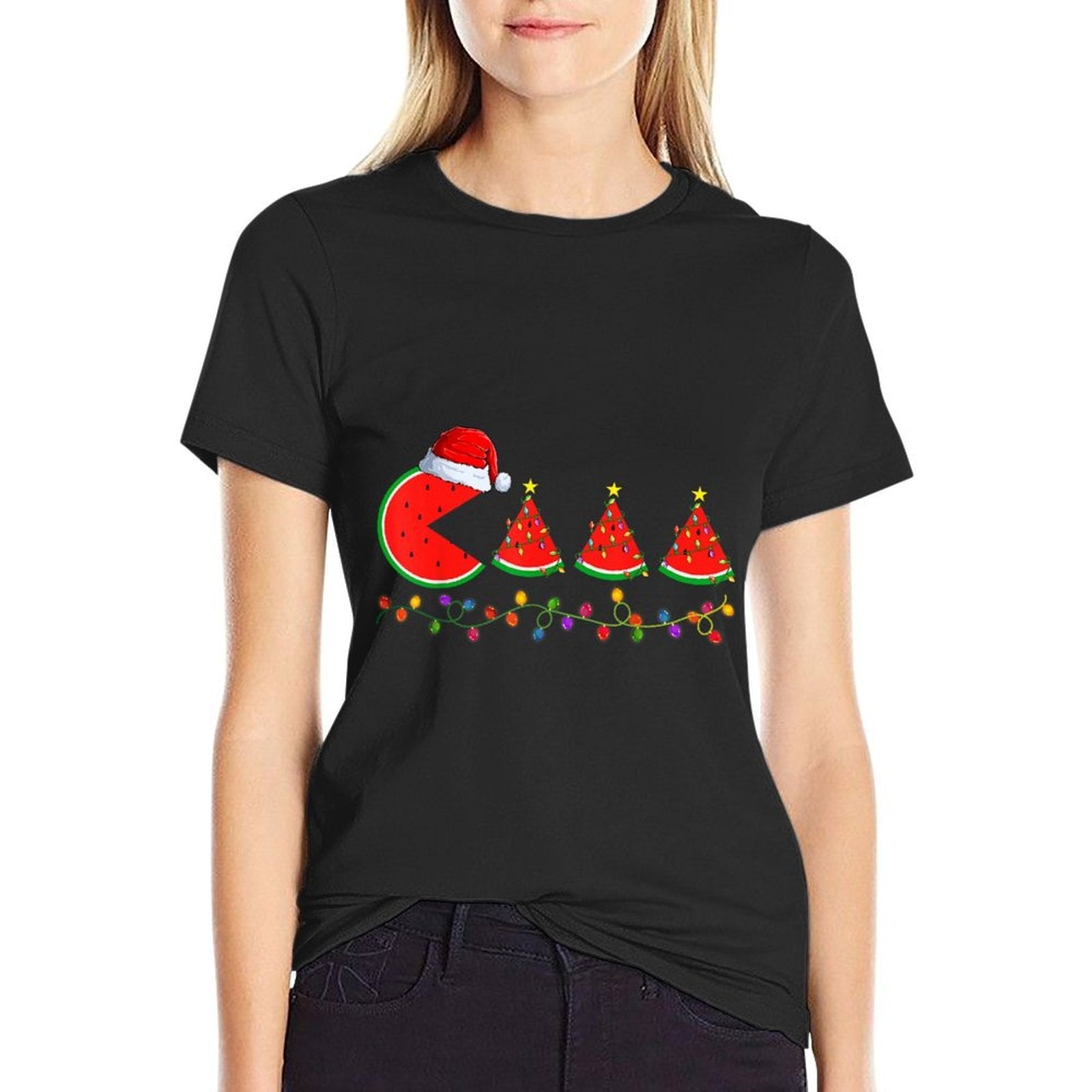 Lighting Santa Watermelon Xmas Tree Christmas In July  Stretchy T-Shirt