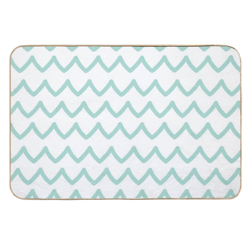 Light Blue Doodle White Underwater Waves  Multi-Purpose Bath Mat