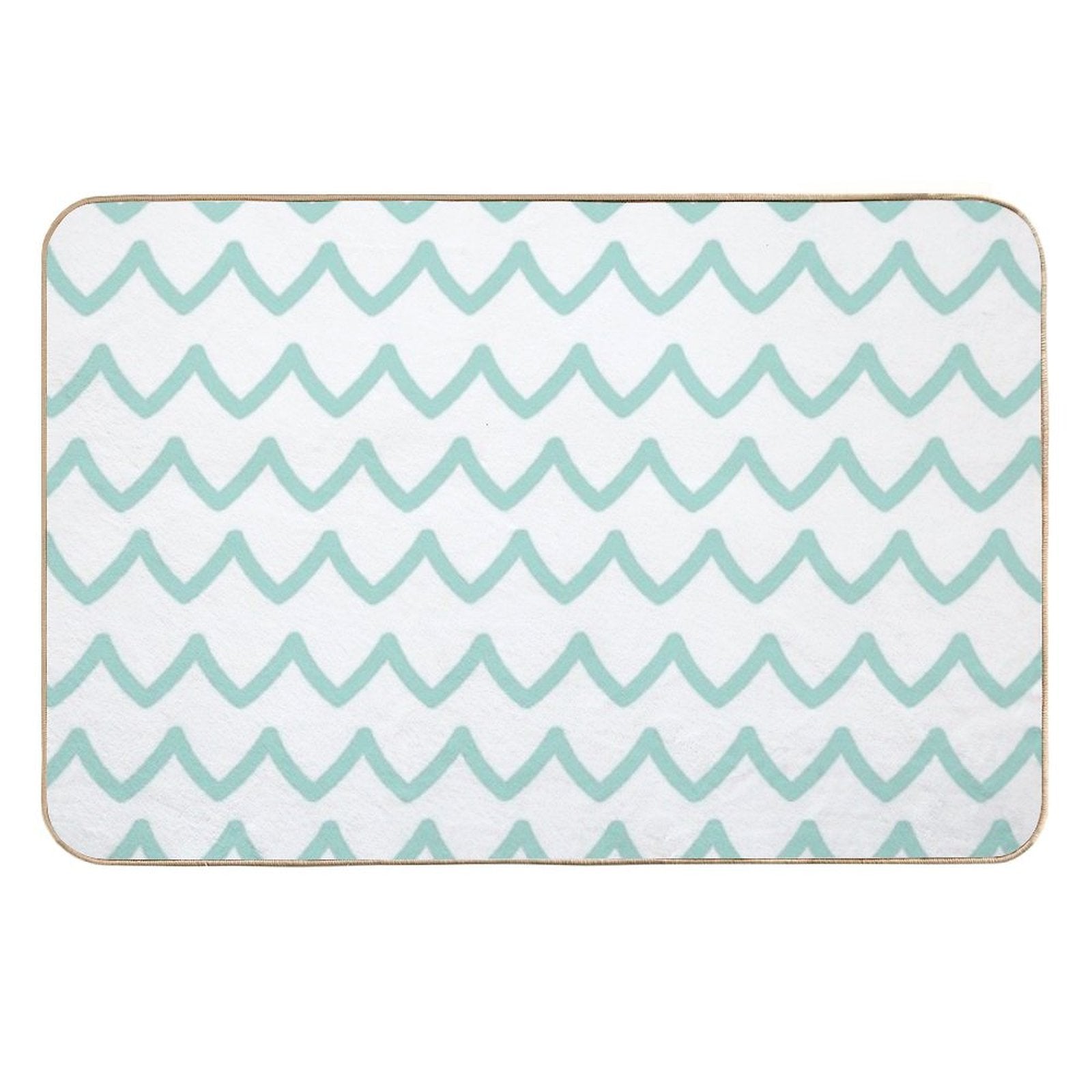 Light Blue Doodle White Underwater Waves  Multi-Purpose Bath Mat
