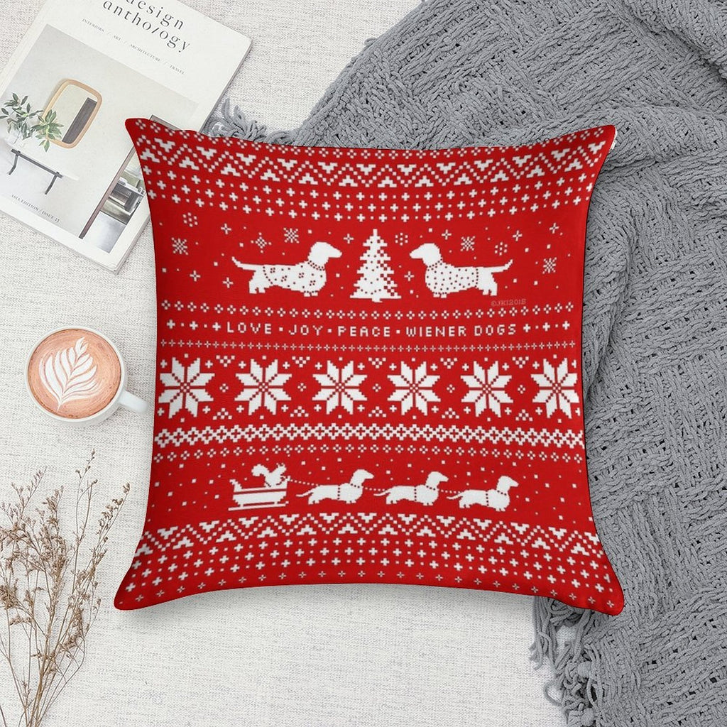 Dachshunds Christmas Sweater Pattern Soft Shrink-Resistant Throw Pillow