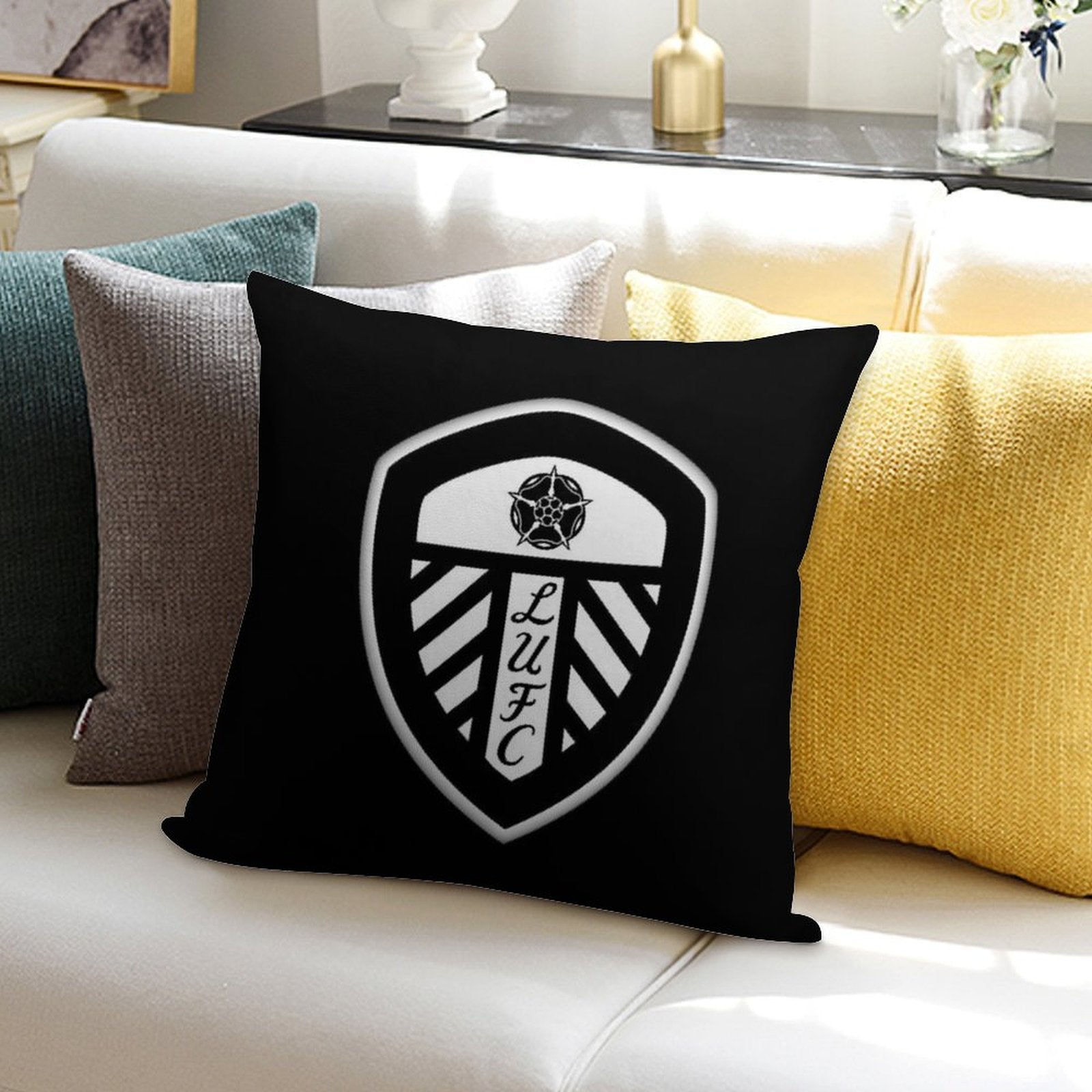 Art White on Black Leeds Soft Gift Ready Throw Pillow