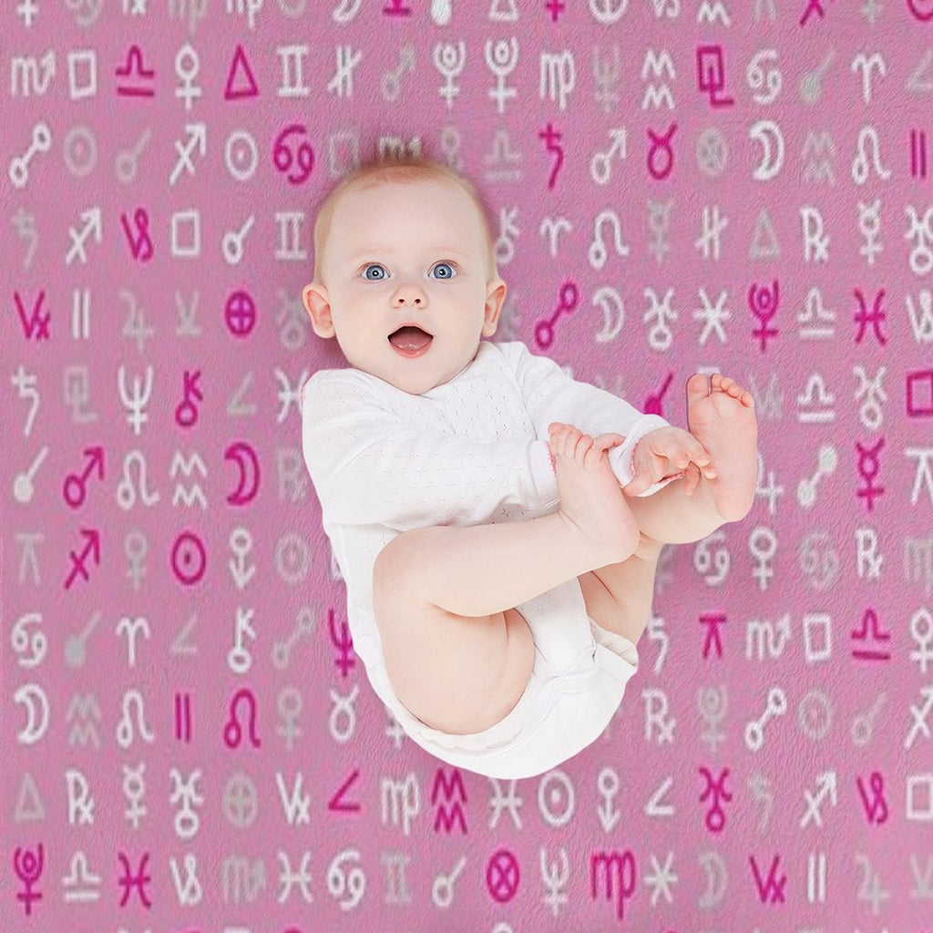 Astrology Symbols And Signs Pink Pattern Wrinkle-free Throw Blanket