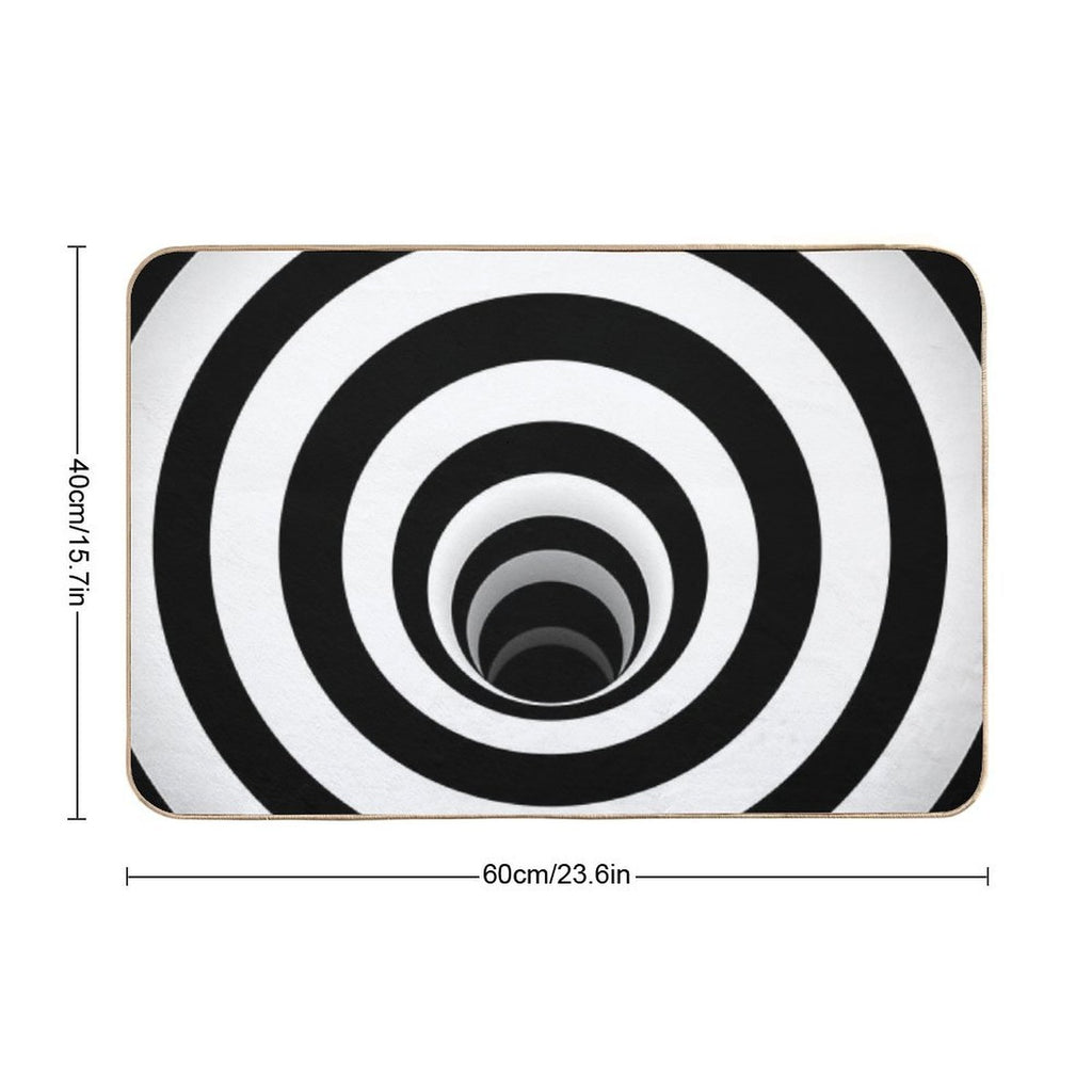 Optical Illusion Black Hole Lines (BlackWhite)  Toxin-Free Bath Mat