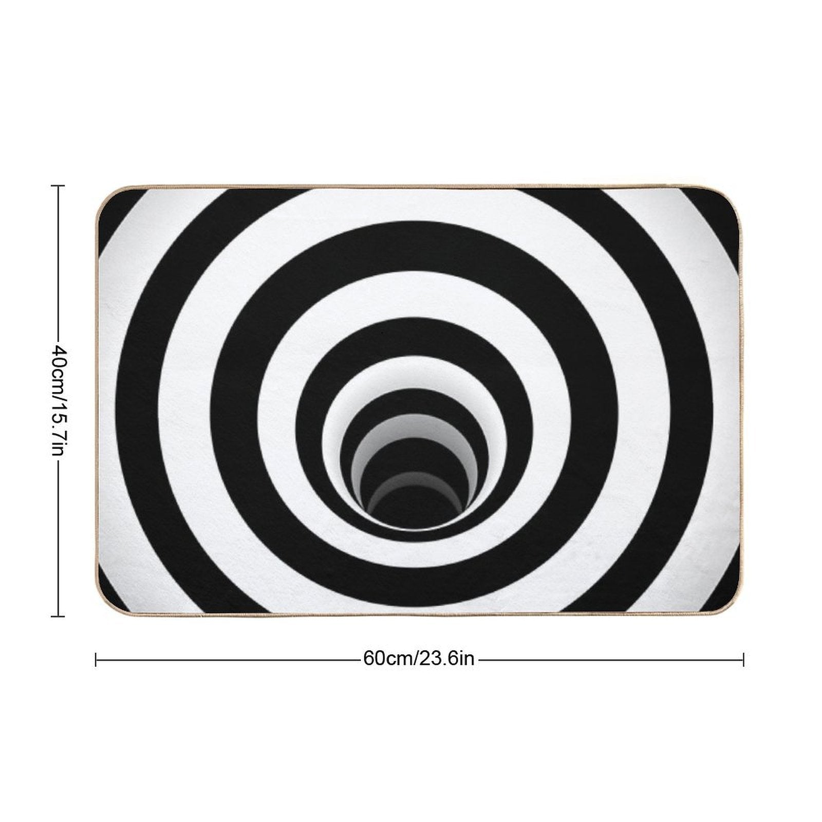 Optical Illusion Black Hole Lines (BlackWhite)  Toxin-Free Bath Mat