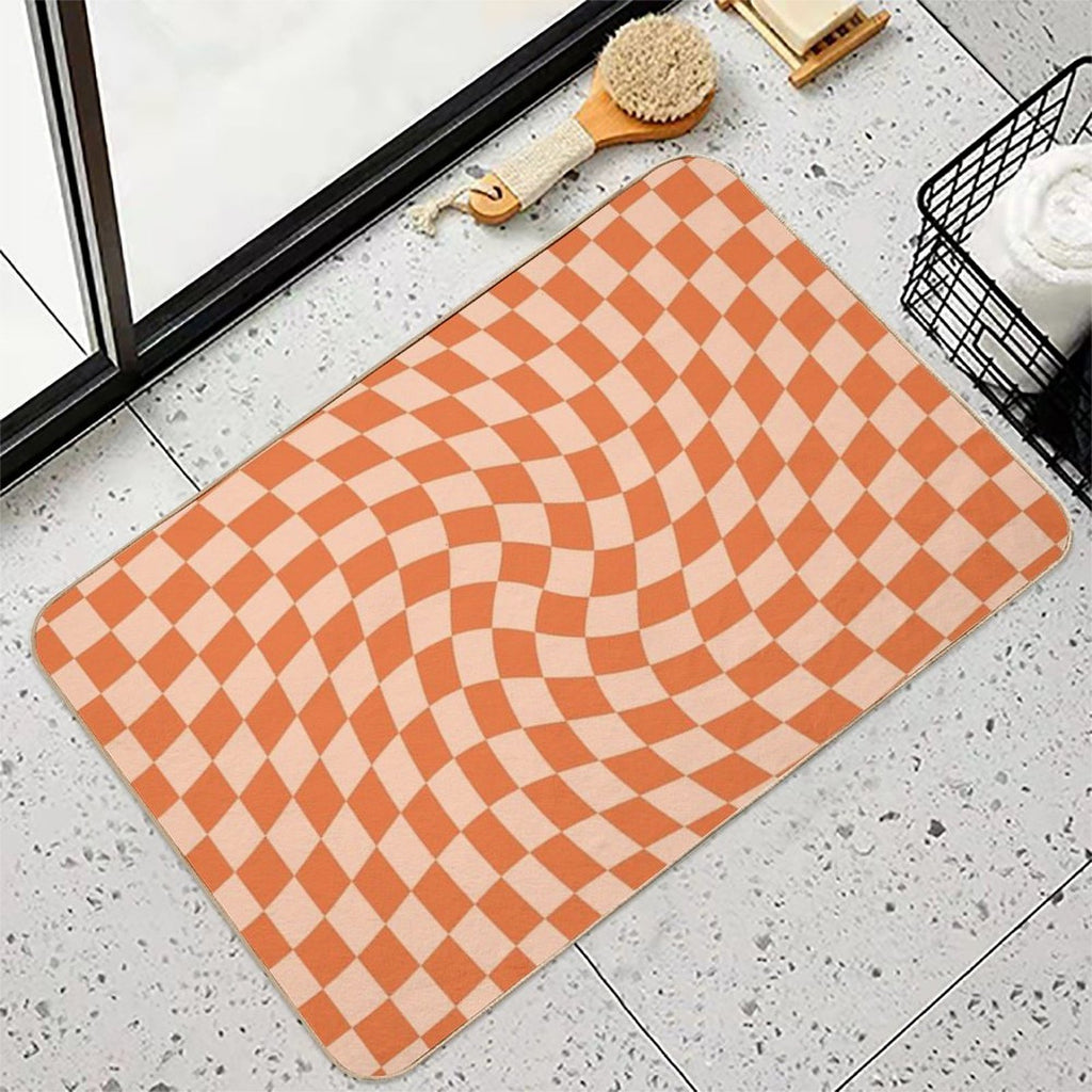Check IV - Orange Twist  Multi-Purpose Bath Mat