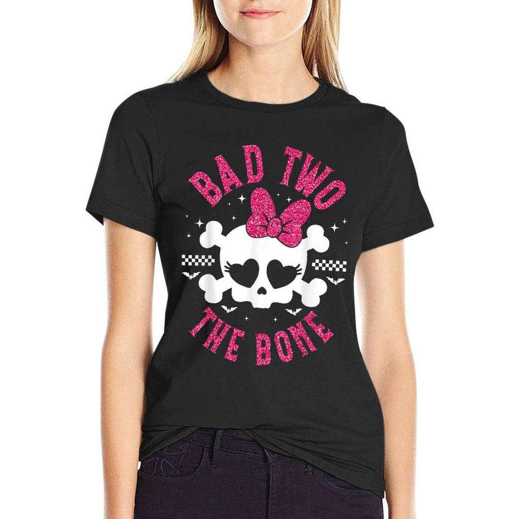 Bad Two The Bone 2nd Birthday 2 Years Old Kids Girls  Cotton T-Shirt
