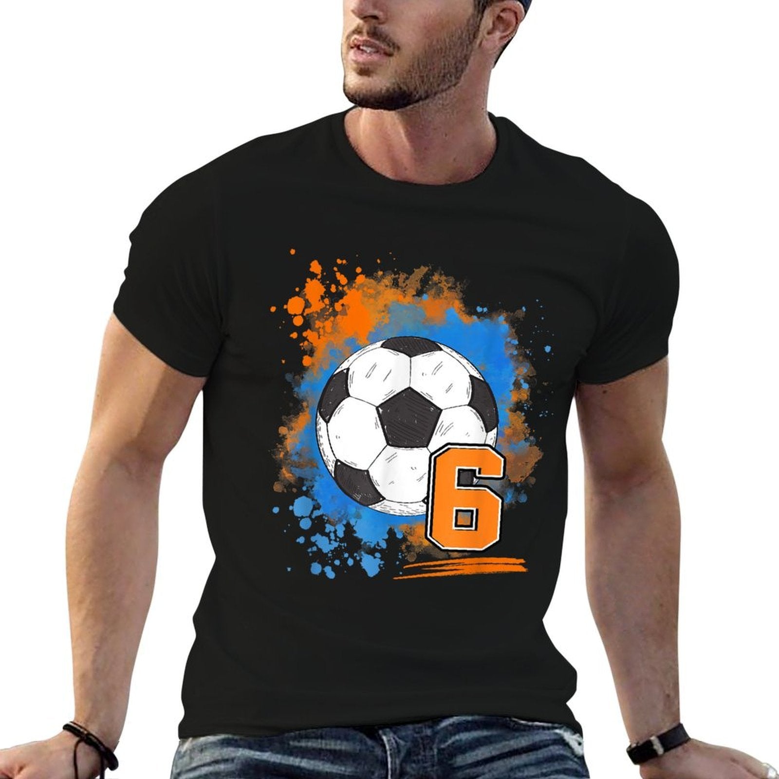 6th Birthday 6 Years Old Soccer Ball Comfortable T-Shirt