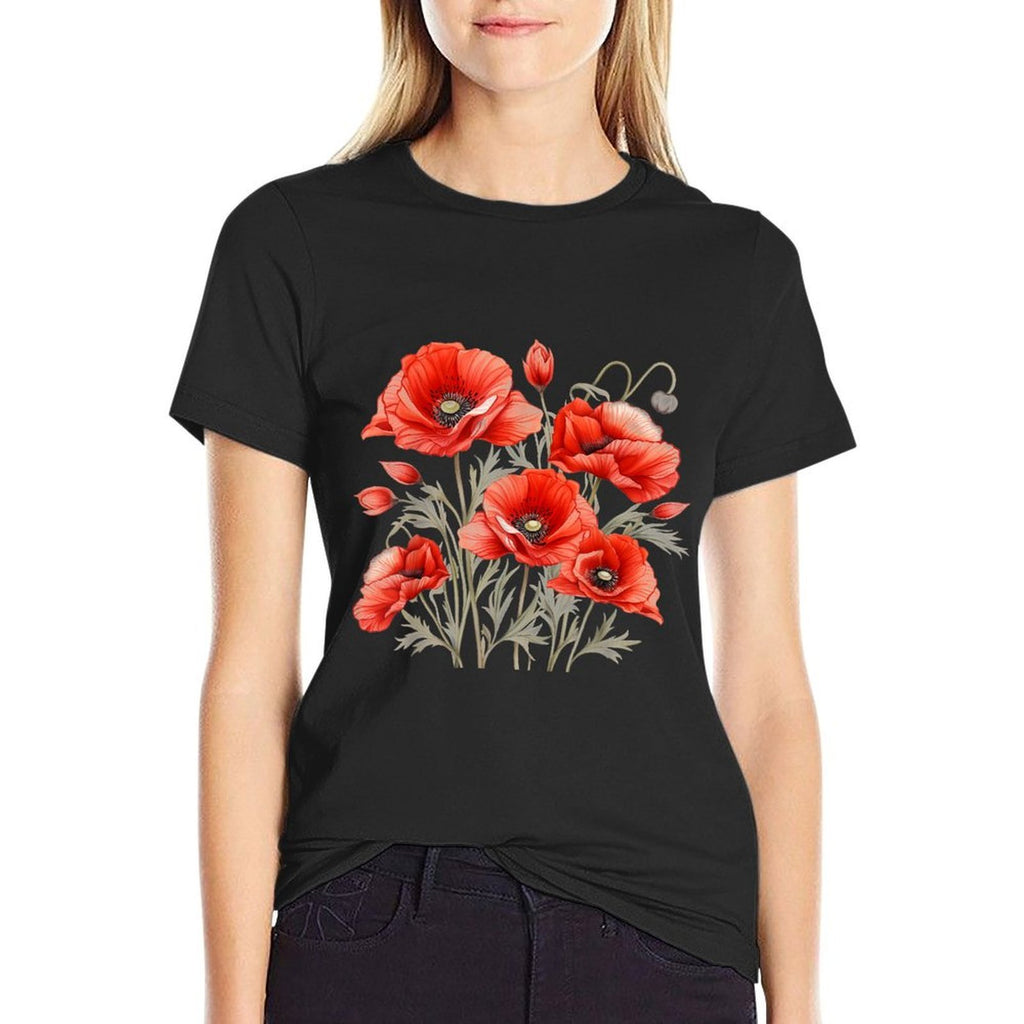 Poppy Botanical Vintage Poppies Floral  Eco-friendly Material T-Shirt