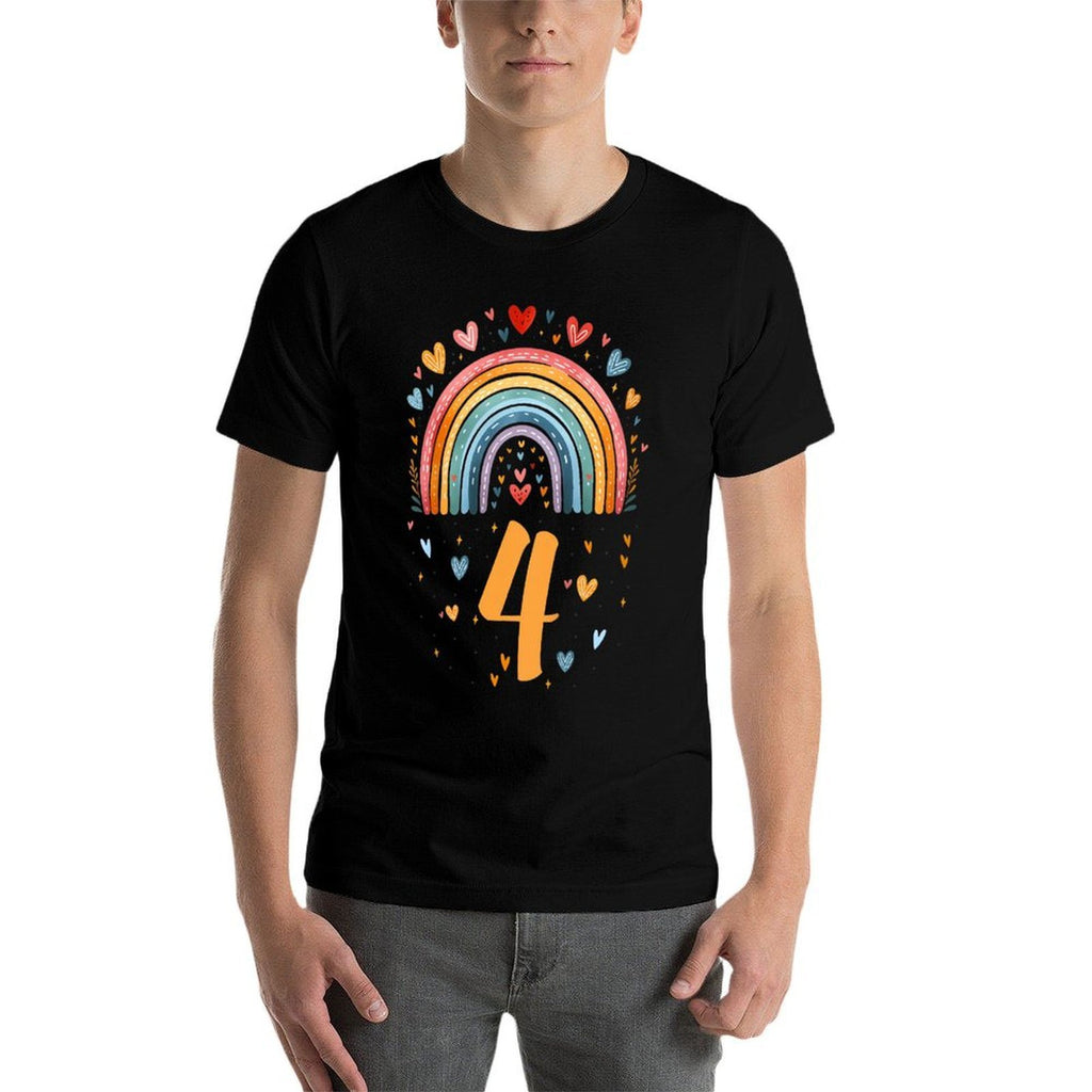 Kids 4th Birthday Rainbow Fourth Birthday Girl 4 Years Old  Vintage-inspired T-Shirt