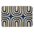 Midcentury Modern Confaab Abstract Pattern in Mid Mod Navy Blue And Beige  Stain-Proof Bath Mat