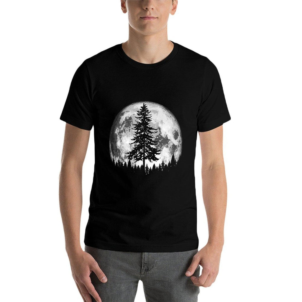Retro Full Moon  Minimalist Pine Tree Vintage Graphic  Wrinkle-resistant T-Shirt