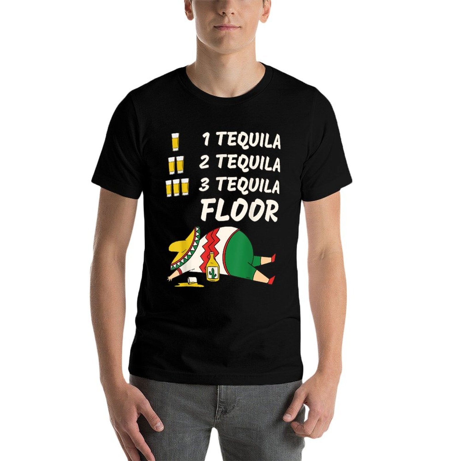1 Tequila 2 Tequila 3 Tequila Floor - Funny Party Drinking  Heathered Texture T-Shirt