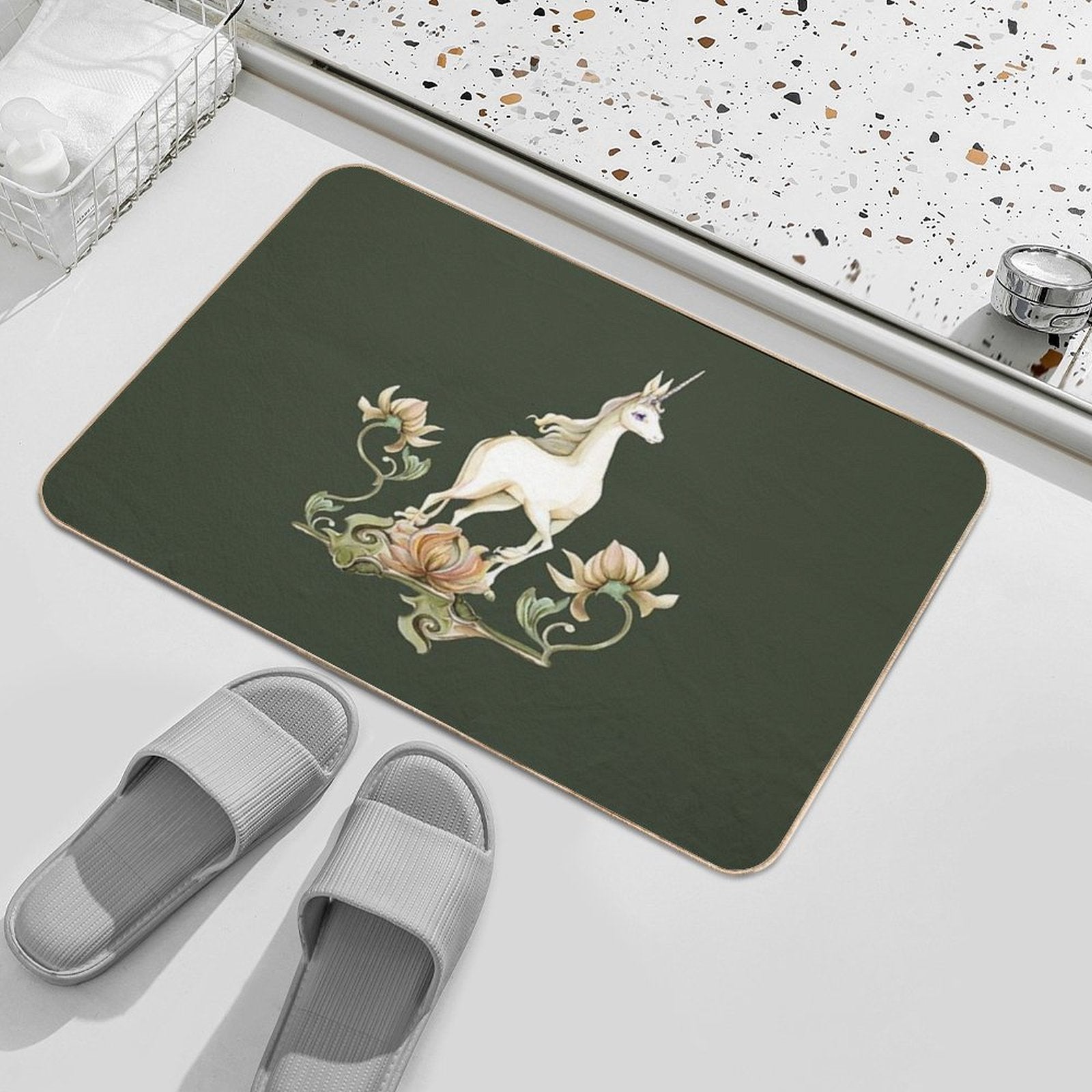 Last Unicorn - Flower Garden  Anti-Trip Bath Mat