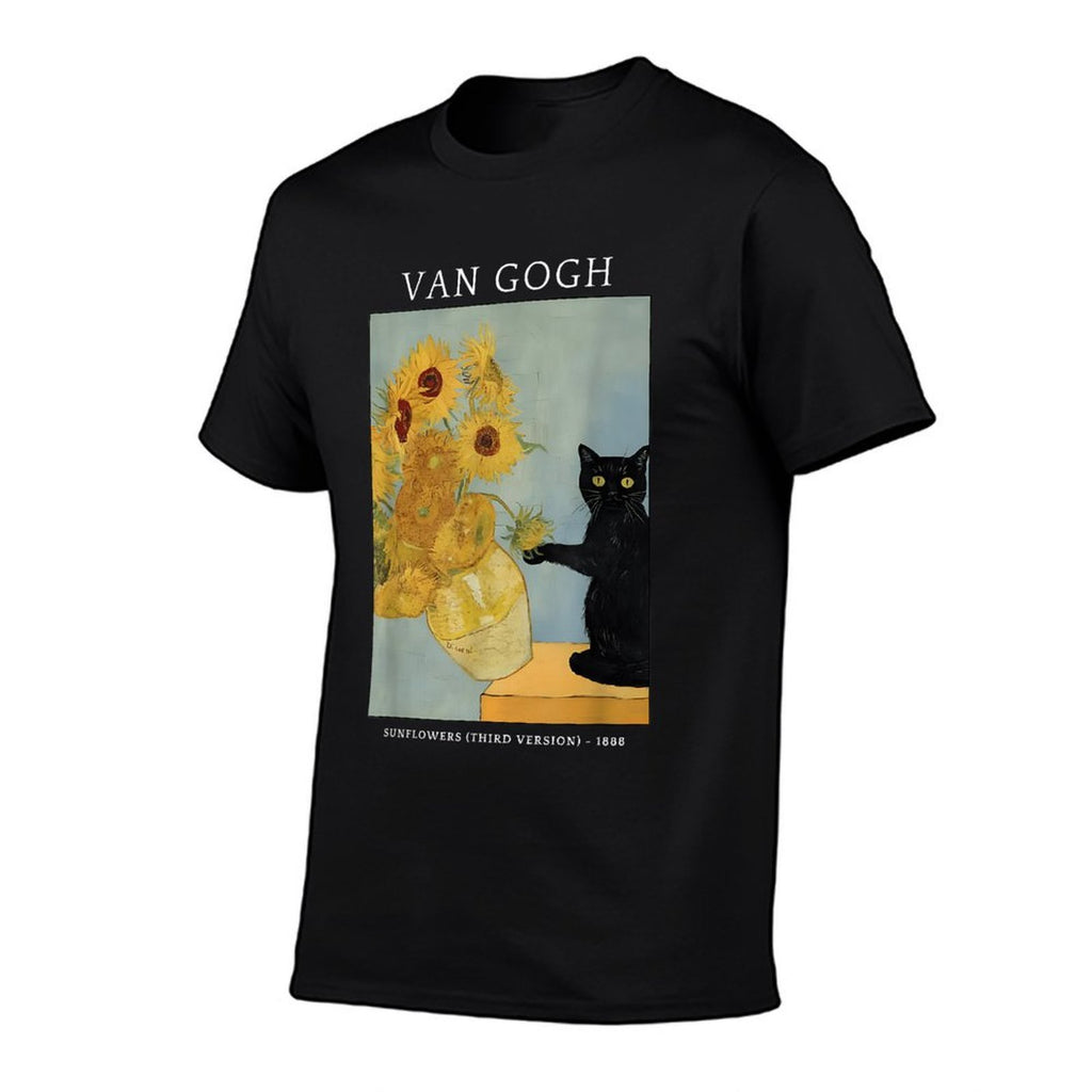 Funny Van Gogh Sunflowers Cat Meme Van Gogh Art Graphic Men Women Kids Comfortable T-Shirt