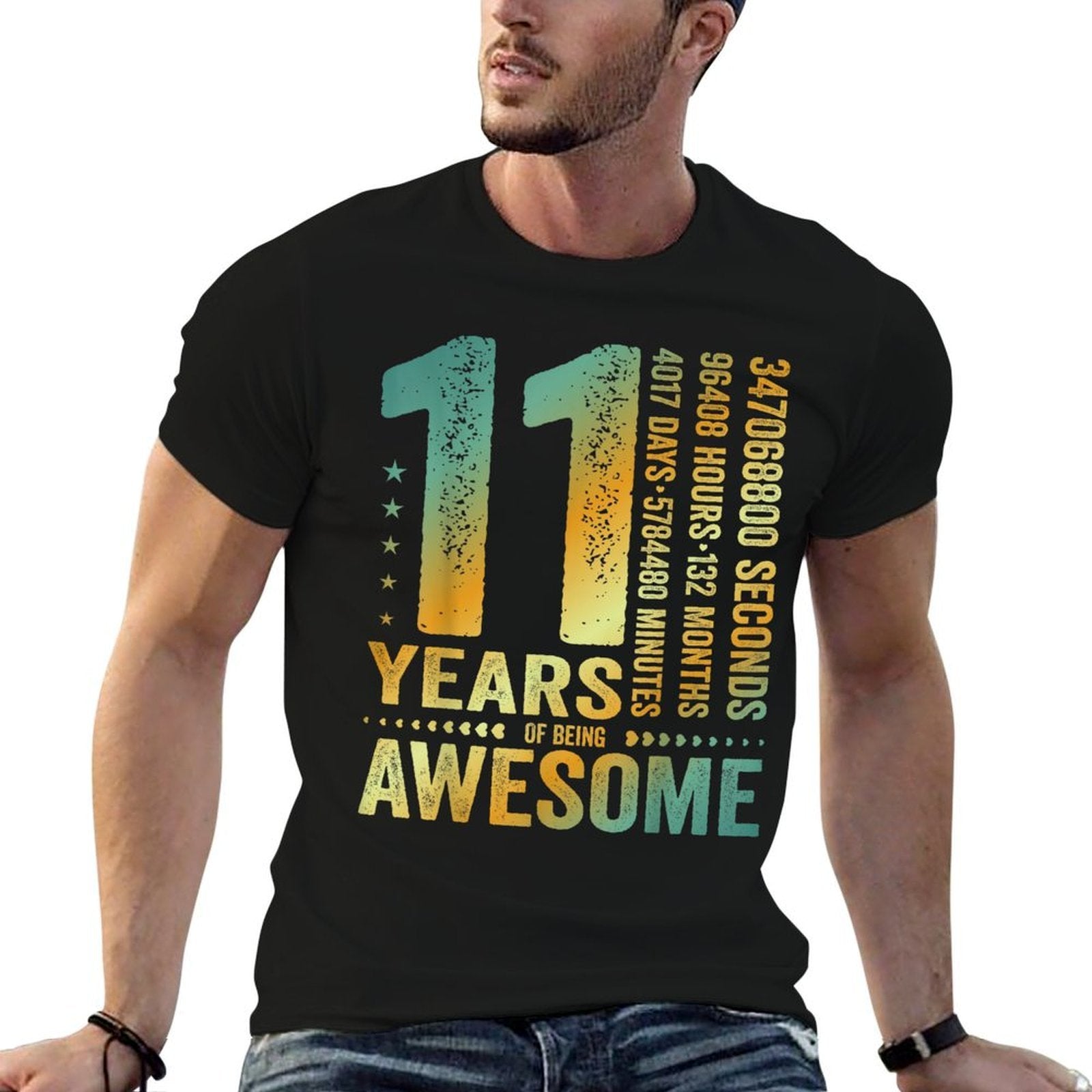 Vintage 11th Birthday 132 Months 11 Years Old Being Awesome  Trendy Pattern T-Shirt
