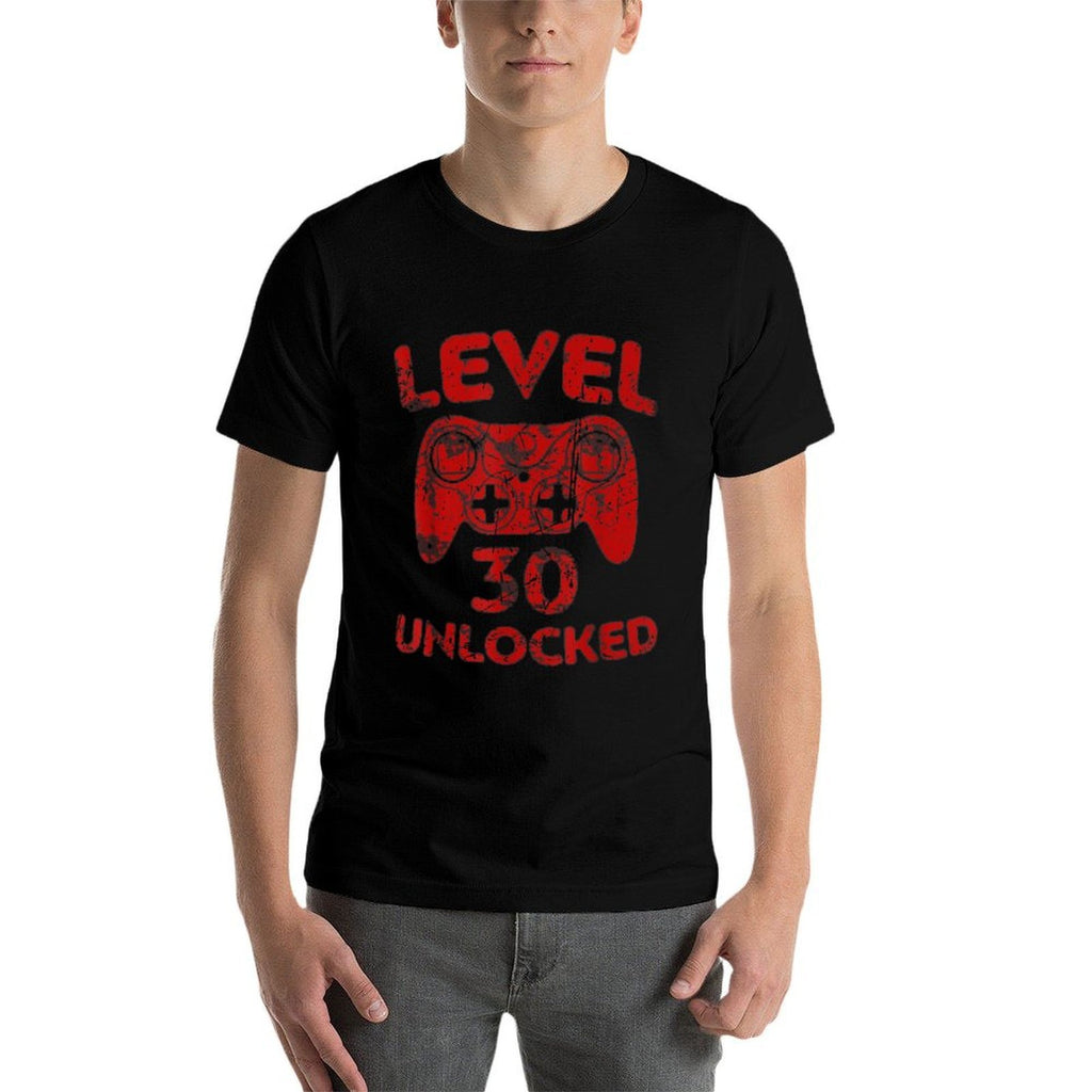 Level 30 Unlocked  Video Gamer 30th Birthday Funny Idea  Wrinkle-resistant T-Shirt