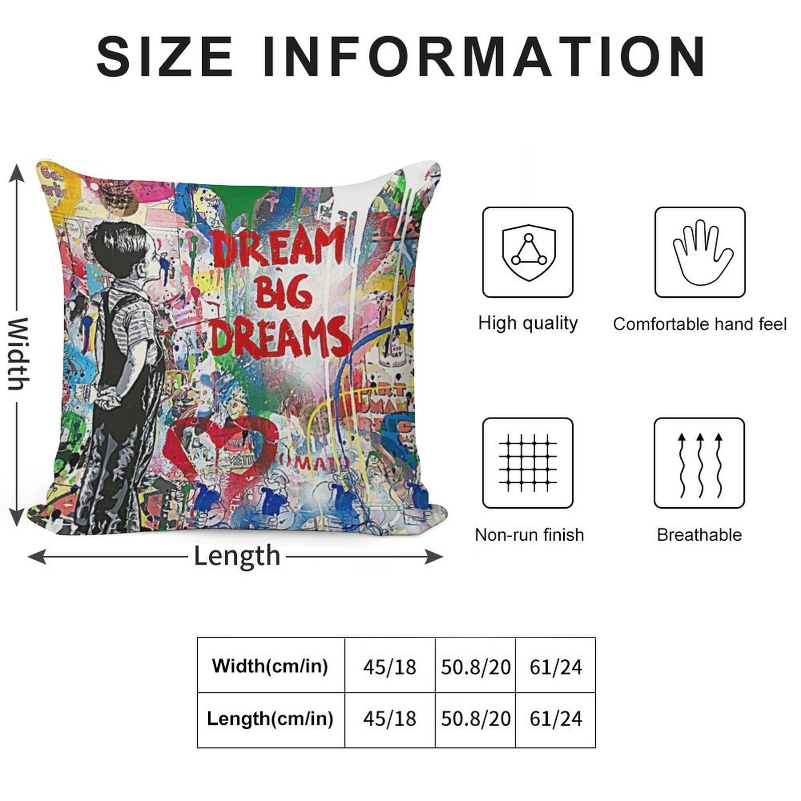 Banksy Dream Big Dreams Soft Hidden Zipper Throw Pillow