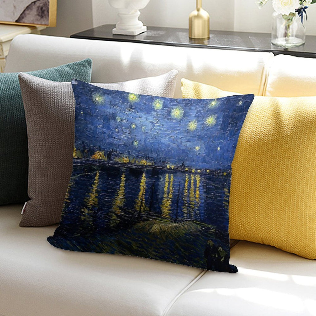 Starry Night Over The Rhone - Van Gogh Soft Easy Maintenance Throw Pillow