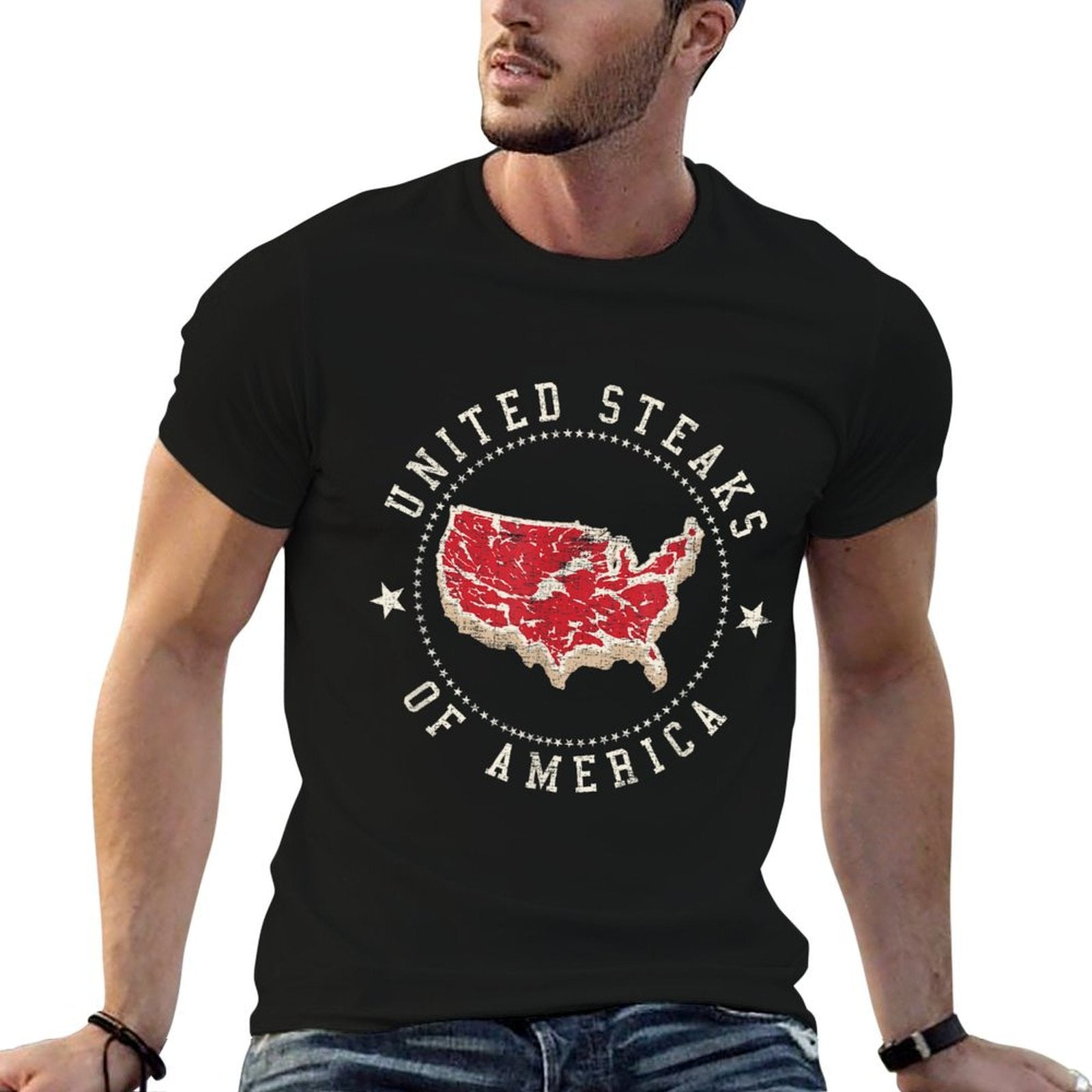 United Steaks Of America Vintage T-shirt  Oversized Silhouette T-Shirt