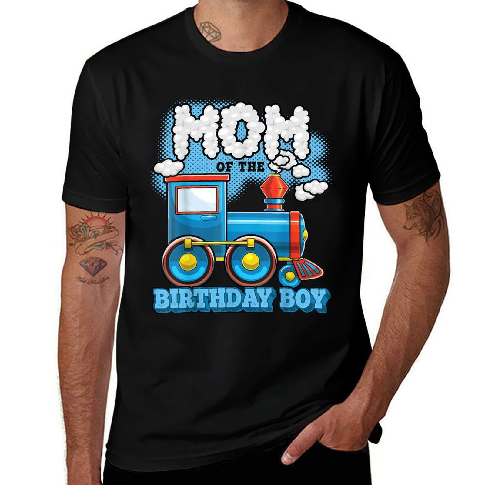 I'm Mom of The Birthday Boy Train Birthday Party Supply  Trendy Pattern T-Shirt