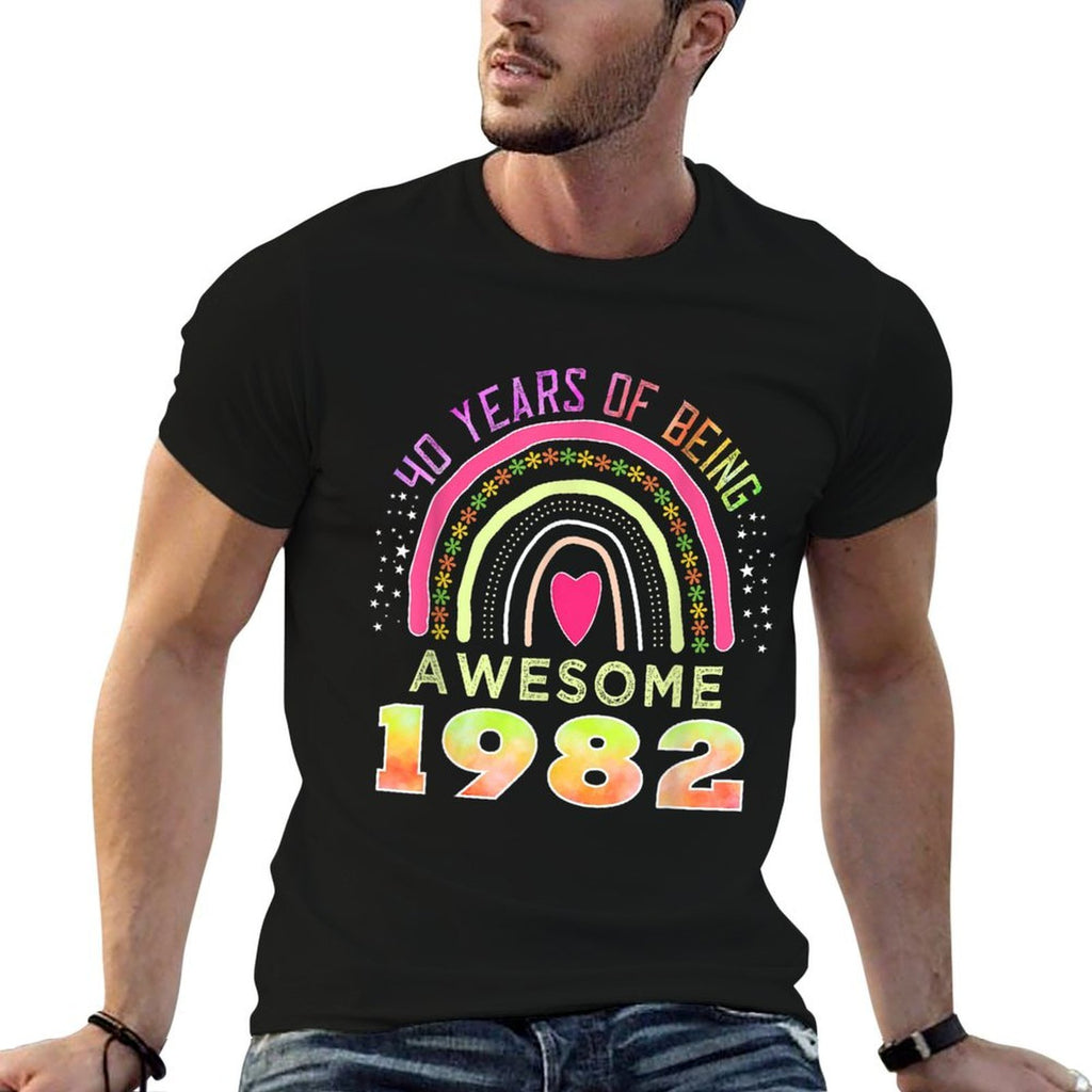 40 Years of Being Awesome Since 1982 - 40th Birthday  Rolled Sleeves T-Shirt