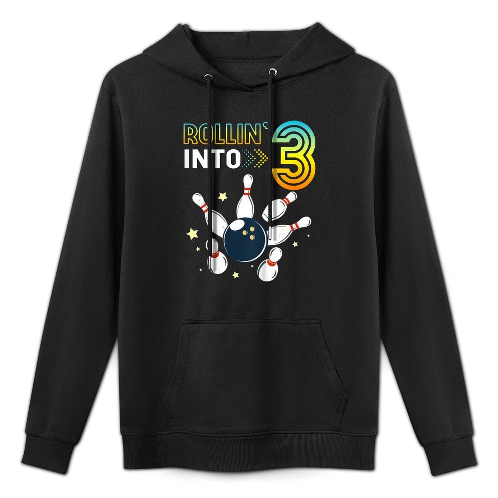 Kids Rolling Into 3 Years Old Birthday Bowling Lover B-Day Party Colorfast Hoodie