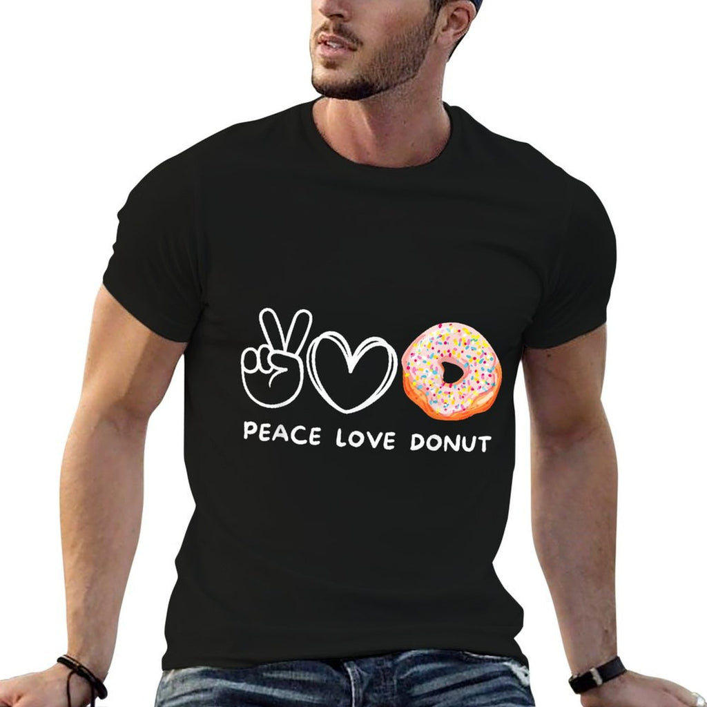 Peace, Love Donuts Retro Donuts Lover Sweets Food Lover  Cotton T-Shirt