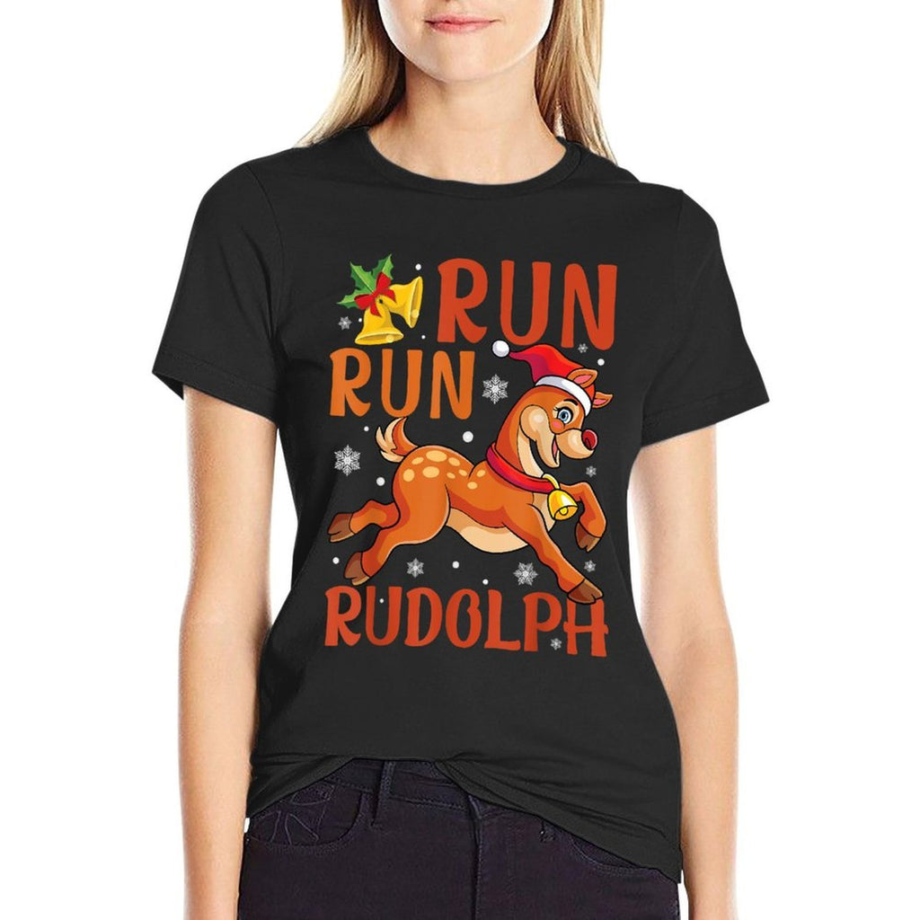 Run Run Rudolph Christmas 5K 10K Holiday Team Running  Wrinkle-resistant T-Shirt