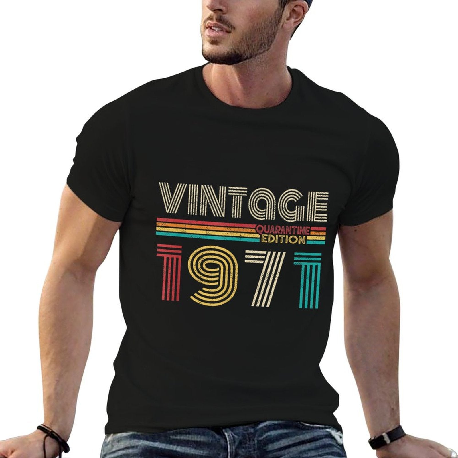 Vintage Made in 1971 50th Bday Gifts 50 Quarantine Birthday  Oversized Silhouette T-Shirt