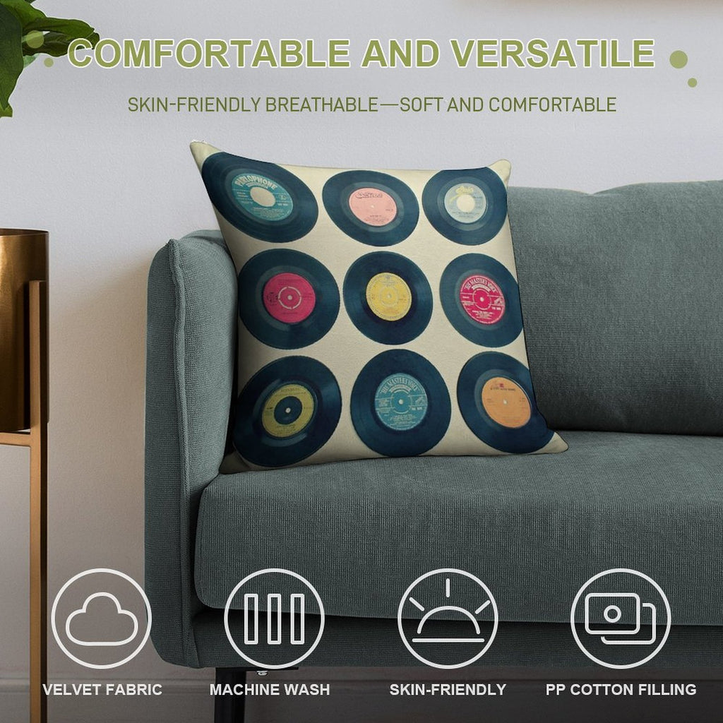 Vinyl Collection Soft Anti-Pilling Throw Pillow