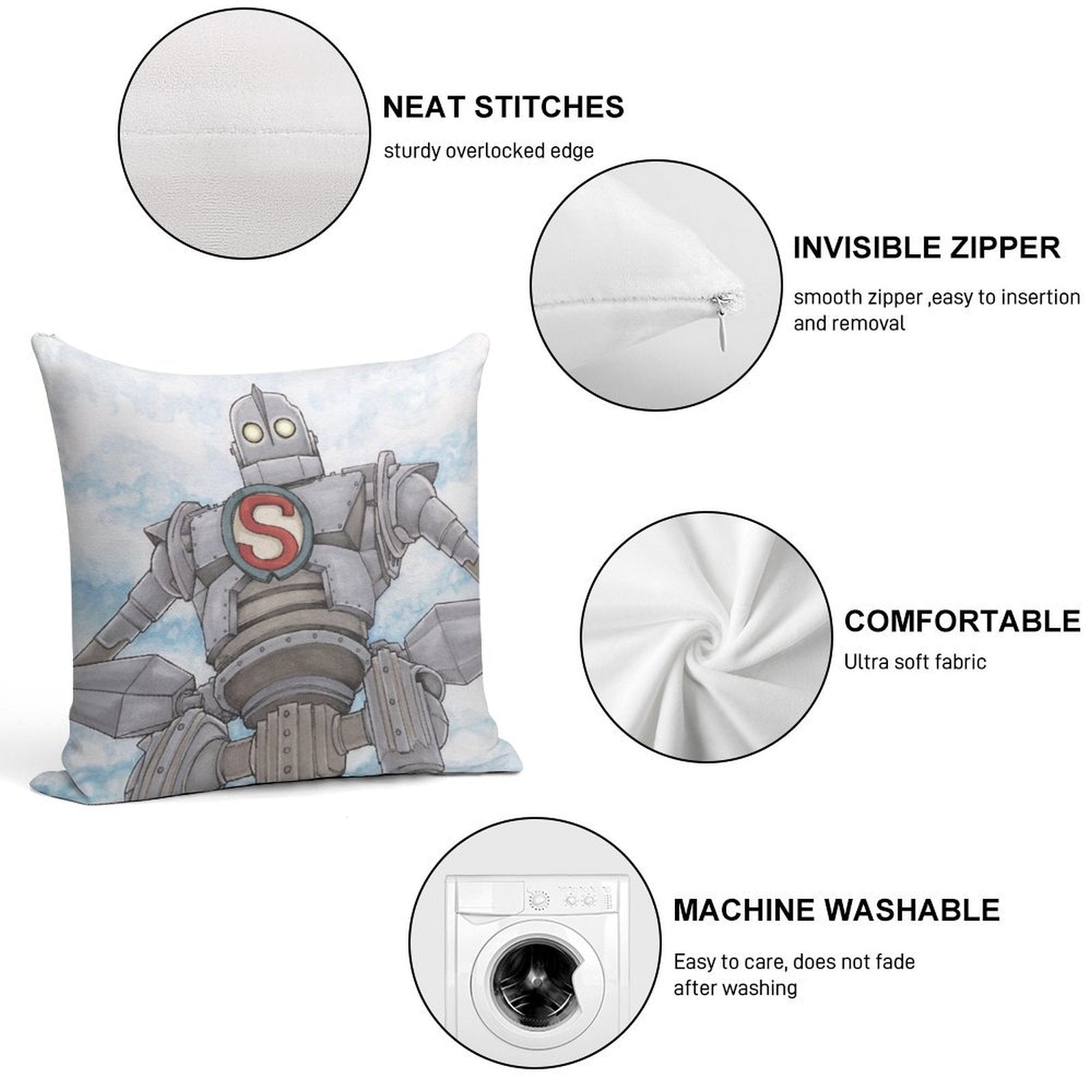 The Iron Giant Animated Movie Soft Bedroom Essential Throw Pillow