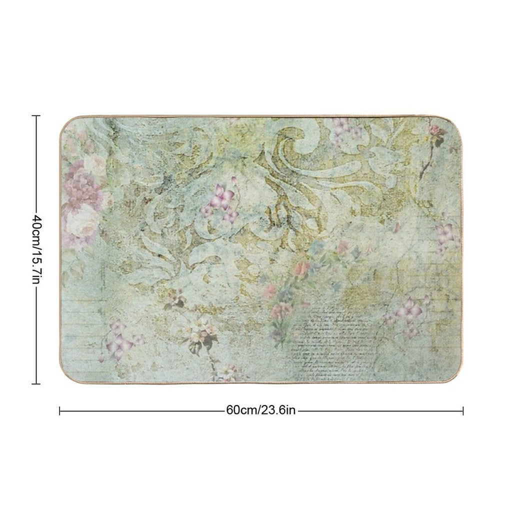 Vintage French Floral Wallpaper  Slip-Resistant Bath Mat