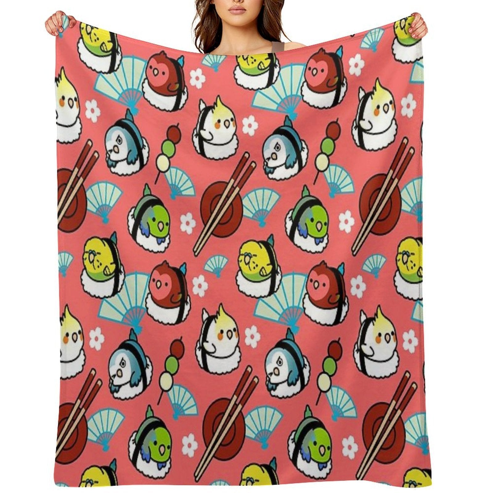 Sushi Time with Cody The Lovebird & Friends Plush Throw Blanket
